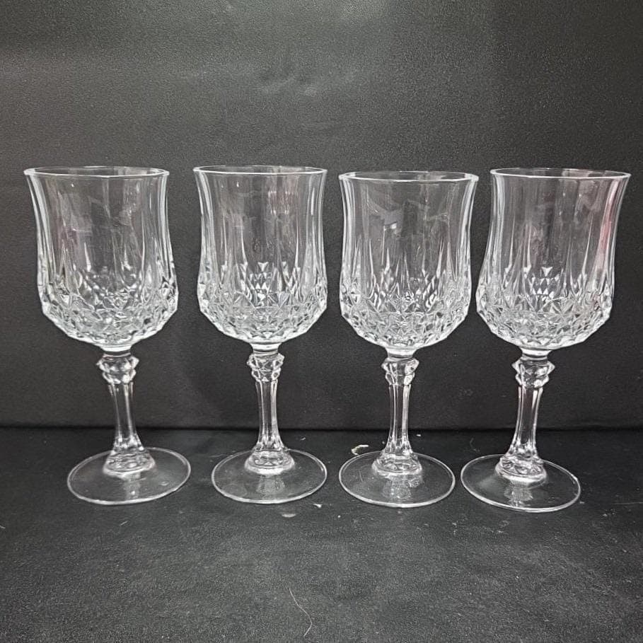 Cristal d'Arques Durand Longchamp Wine Glasses, Set of 4, Vtg Crystal Stemware - Thumbnail 10