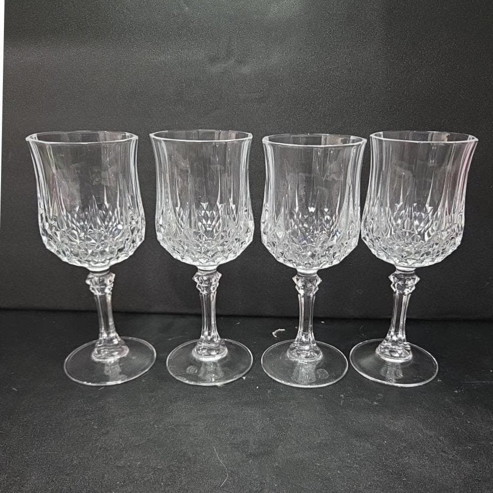 Cristal d'Arques Durand Longchamp Wine Glasses, Set of 4, Vtg Crystal Stemware - Thumbnail 7
