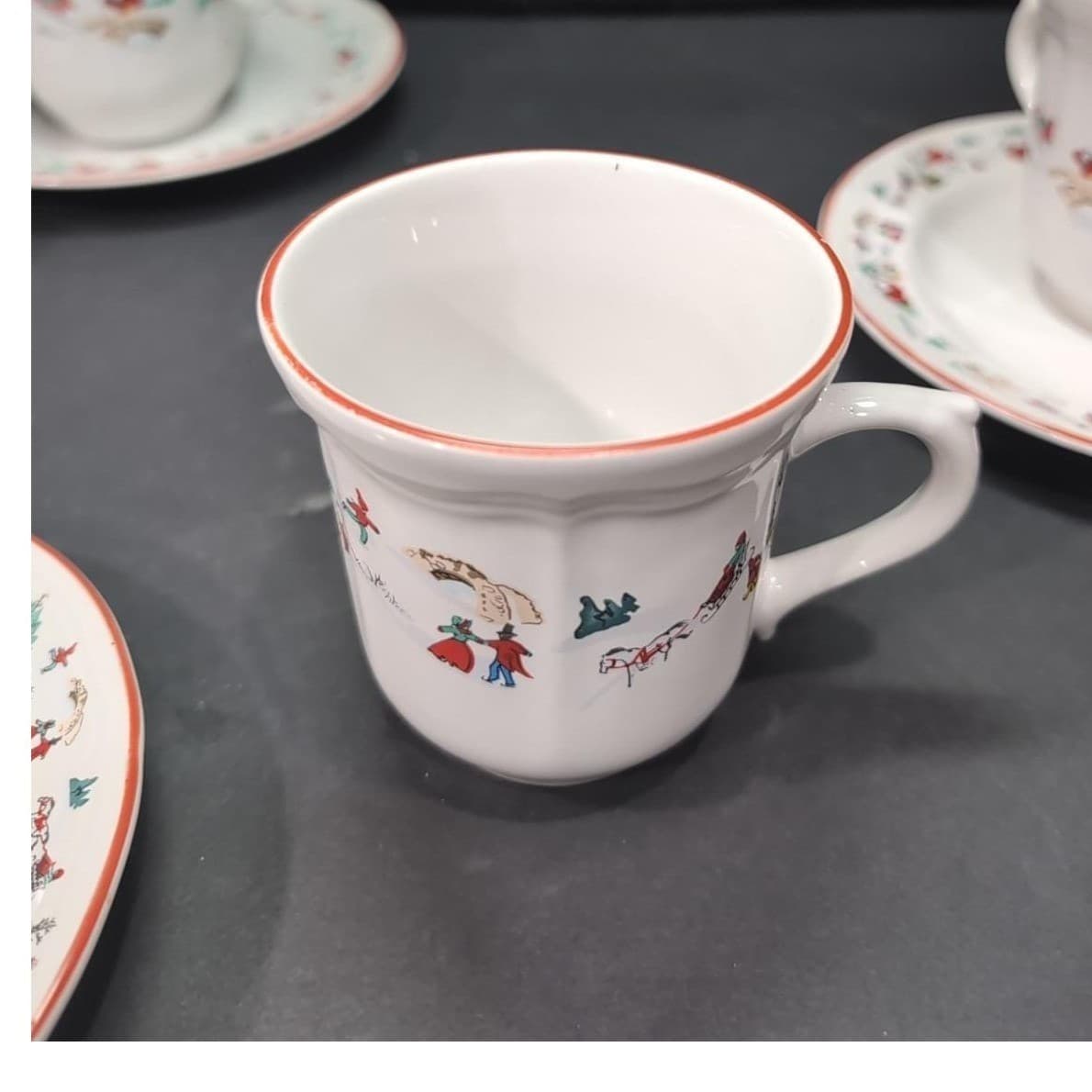 Farberware Babanovsky White Christmas Tea Cup & Saucers, 8 Piece Vintage Set - Thumbnail 6
