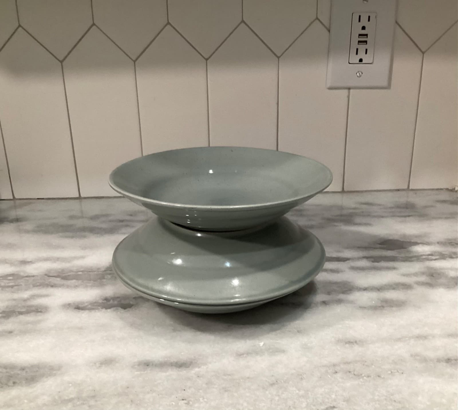 Block Basic Pebble Stone GRAY Rim Soup Bowls Set of 3 8.25” - Thumbnail 9