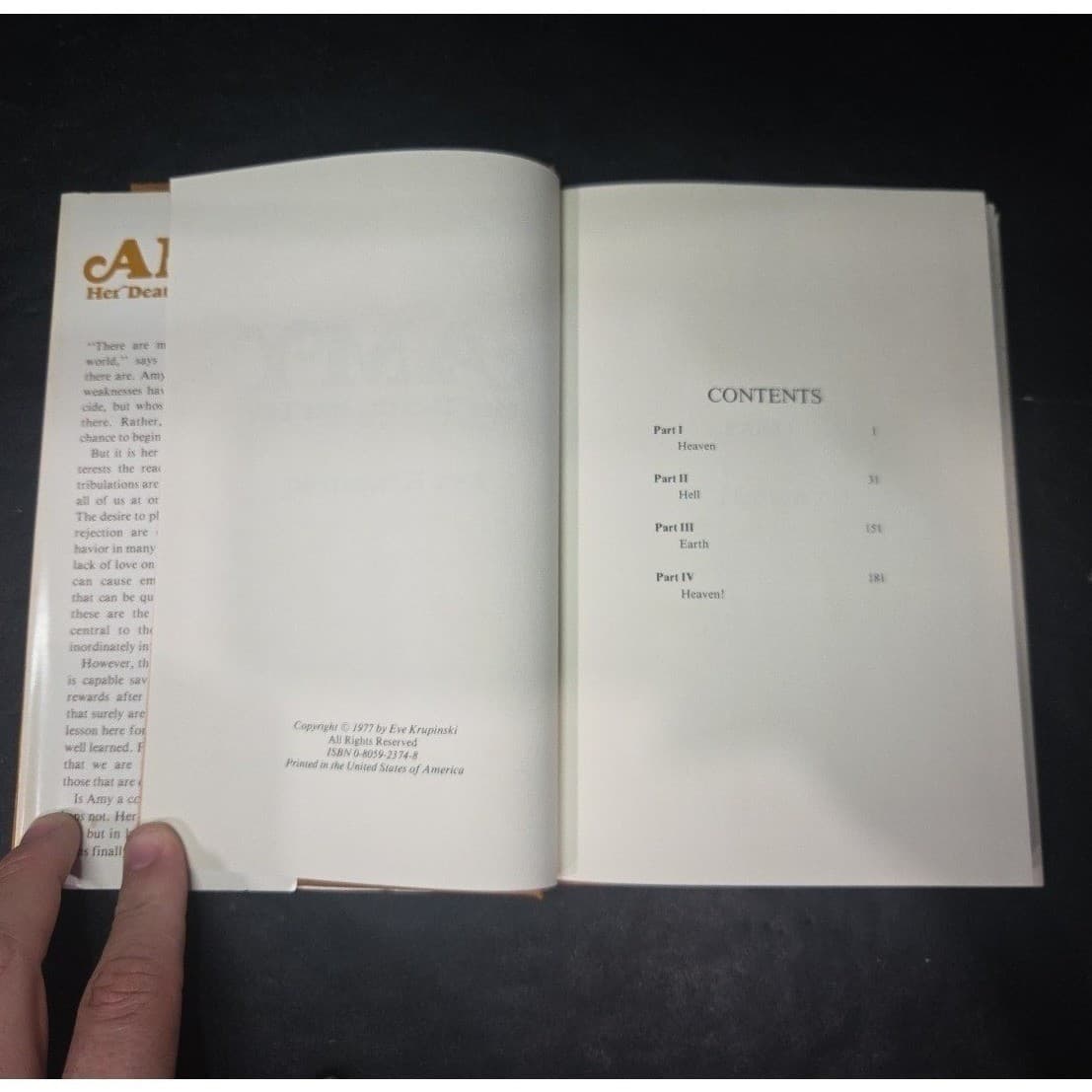 Amy Her Death Her Life Eve Krupinski Signed Hardcover 1977 Biography Dust Jacket - Thumbnail 5