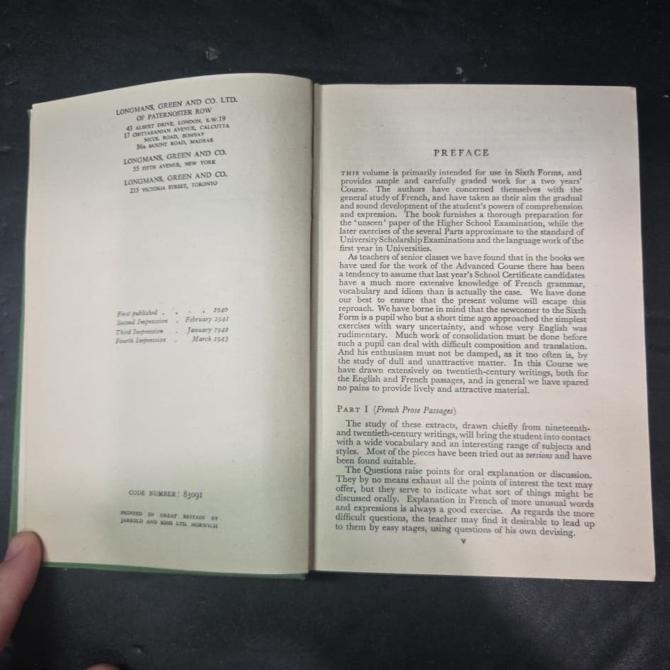 Advanced French Course W.F.H. Whitmarsh C.D. Jukes Longmans Green Hardcover 1943 - Thumbnail 5
