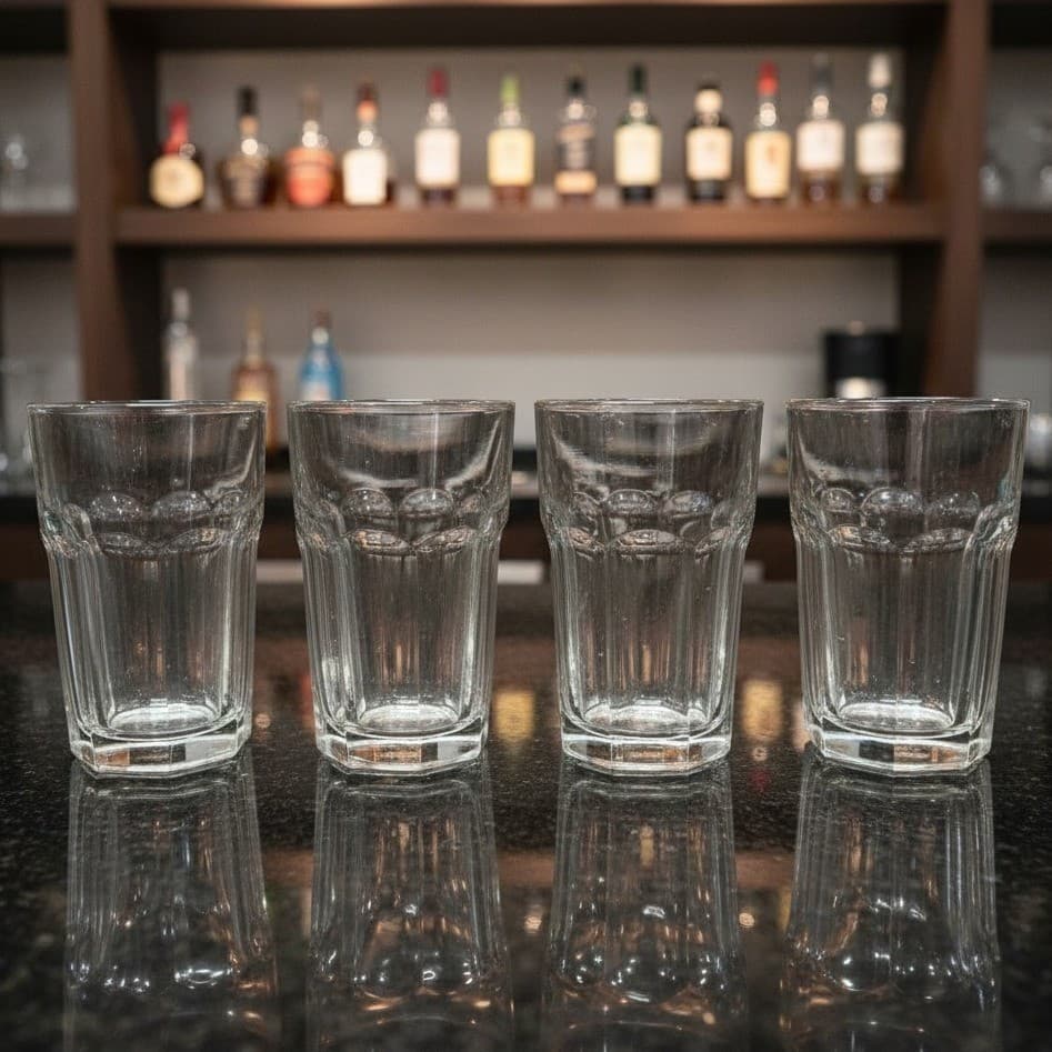 Libbey Duratuff Clear Flat Juice Tumblers, Set of 4, Dishwasher Safe Drinkware