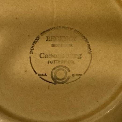 Canonsburg Regency Golden Ironstone Dinner Plates, Set of 2, Vintage USA Pottery - Thumbnail 3
