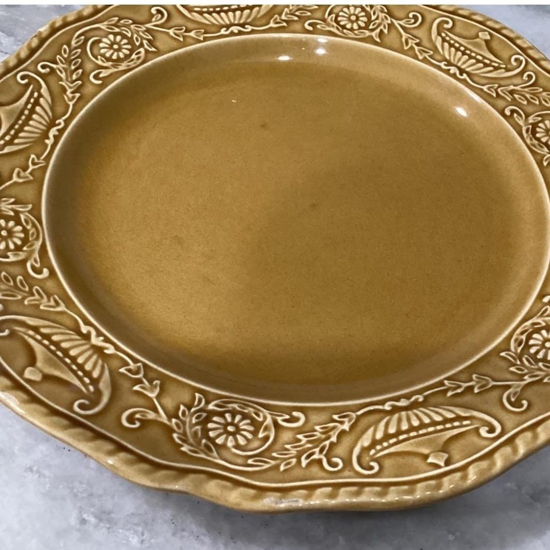 Canonsburg Regency Golden Ironstone Dinner Plates, Set of 2, Vintage USA Pottery - Thumbnail 6
