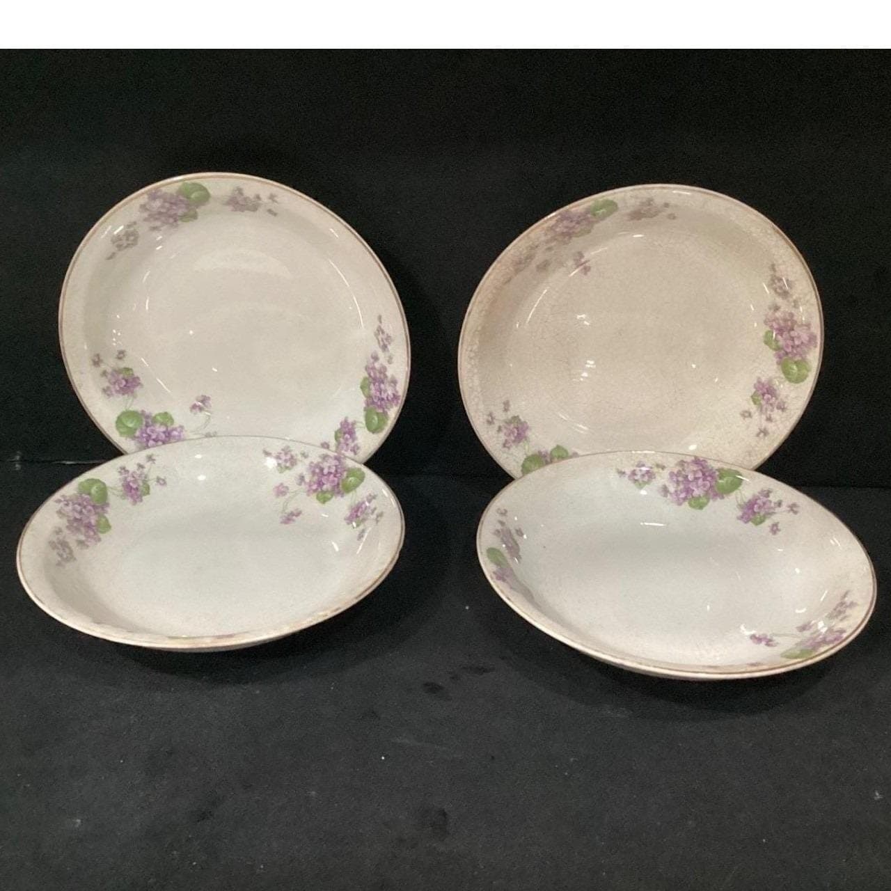 Canonsburg Violets Cereal Bowls, Set of 2, Purple Flowers, Vintage USA Pottery - Thumbnail 9