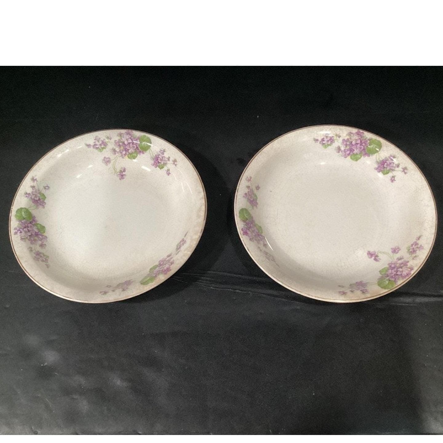 Canonsburg Violets Cereal Bowls, Set of 2, Purple Flowers, Vintage USA Pottery - Thumbnail 7
