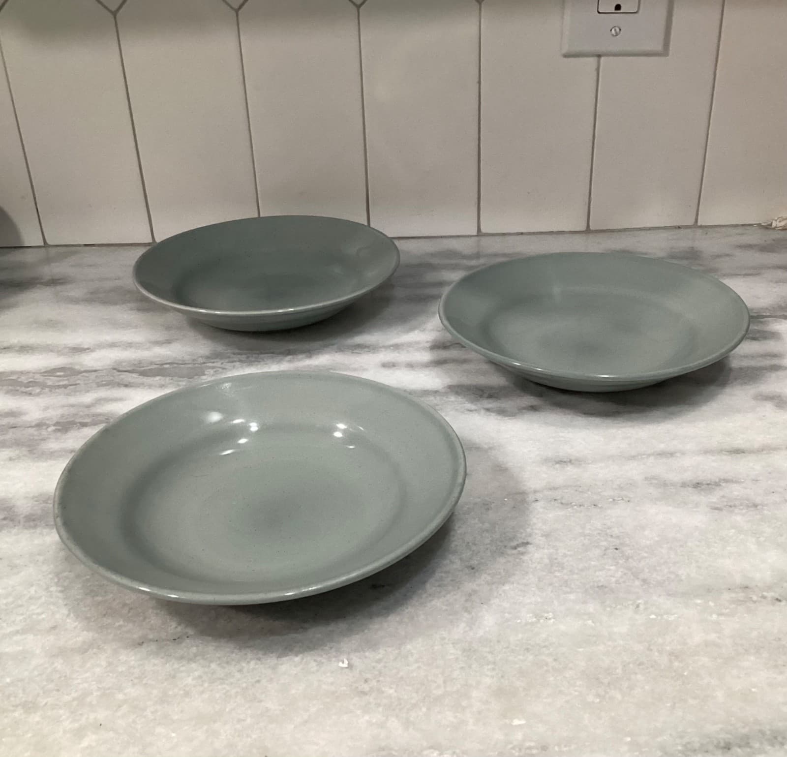 Block Basic Pebble Stone GRAY Rim Soup Bowls Set of 3 8.25”
