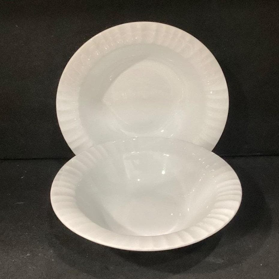 CorningWare French White Cereal Bowls, Set of 2, Vintage Ribbed Rim Dinnerware - Thumbnail 9