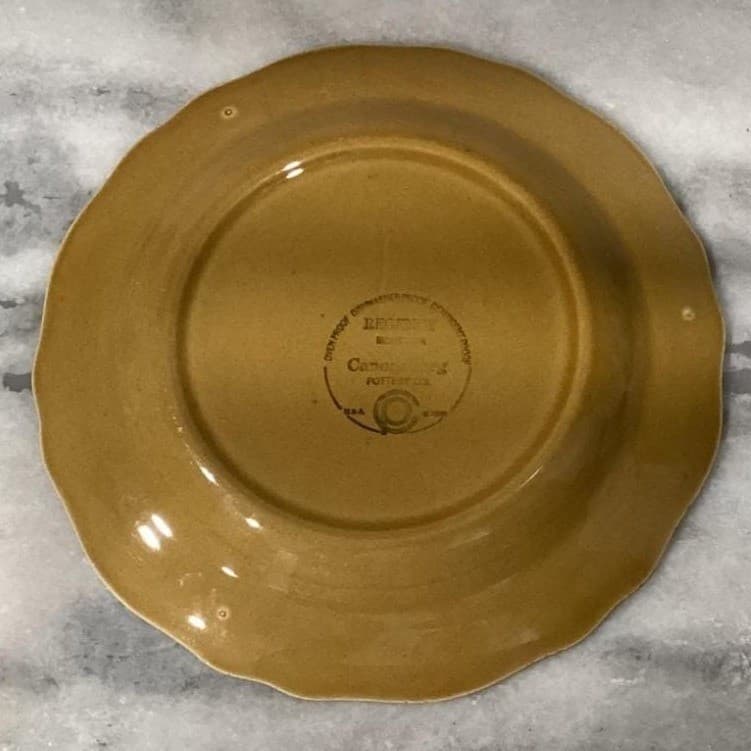 Canonsburg Regency Golden Ironstone Dinner Plates, Set of 2, Vintage USA Pottery - Thumbnail 4