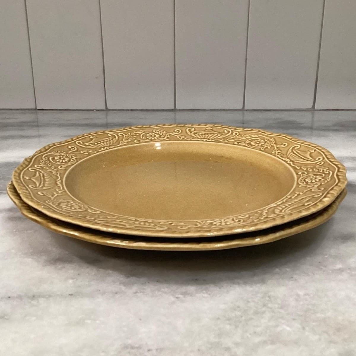 Canonsburg Regency Golden Ironstone Dinner Plates, Set of 2, Vintage USA Pottery - Thumbnail 11