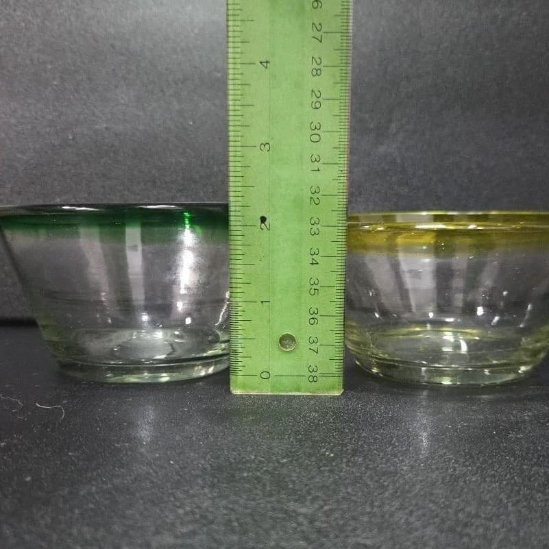 Mexican Hand Blown Berry Bowls, Set of 3, Recycled Artisan Glass, Yellow Green - Thumbnail 6