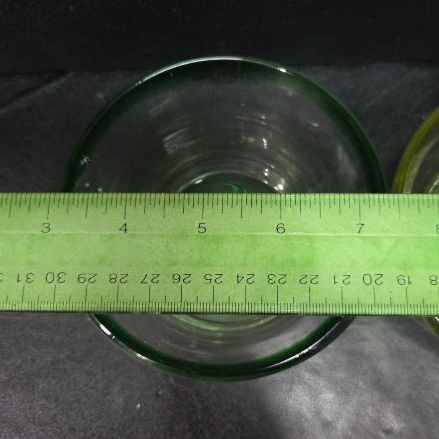 Mexican Hand Blown Berry Bowls, Set of 3, Recycled Artisan Glass, Yellow Green - Thumbnail 7