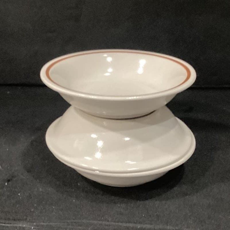 Camelot Japan Stoneware Berry Bowls, Set of 3, Vintage Brown Band Dinnerware - Thumbnail 10