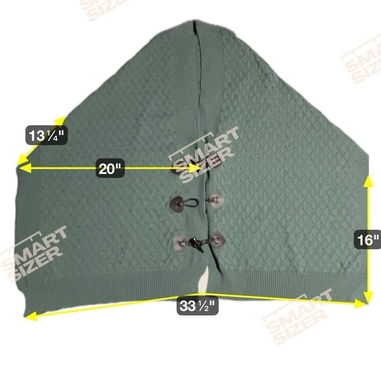 Evergreen Enterprise Green Knit Toggle Front Poncho Wrap Cape, Women's One Size - Thumbnail 2