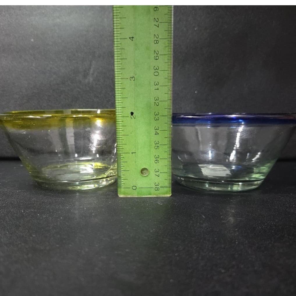Mexican Hand Blown Berry Bowls, Set of 3, Recycled Artisan Glass, Yellow Green - Thumbnail 9