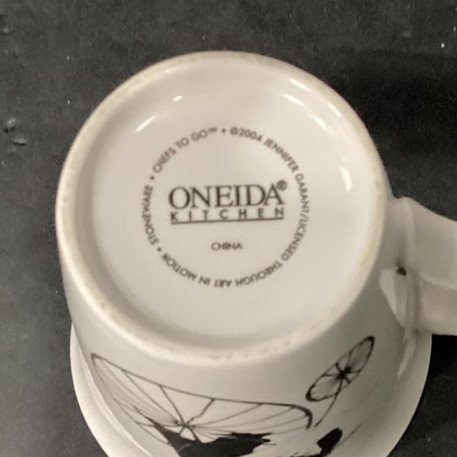 Oneida Chefs to Go Coffee Cups, Set of 4, Vintage Jennifer Garant Design - Thumbnail 6