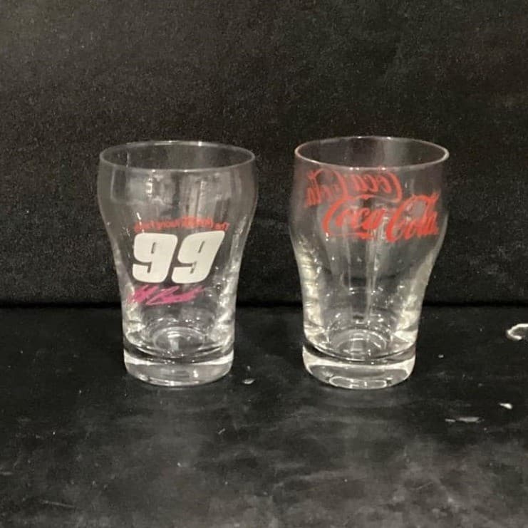 Coca Cola Mini Fountain Glasses, Set of 2, Vintage Logo & #99 Jeff Burton Design - Thumbnail 8