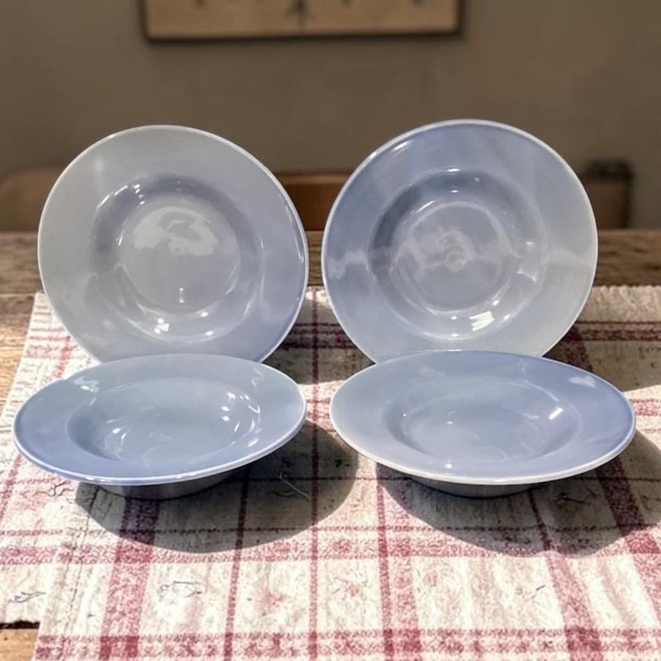 Retroneu Everyday Denim Blue Salad Bowls #3082, Set Of 4, Vintage Dinnerware