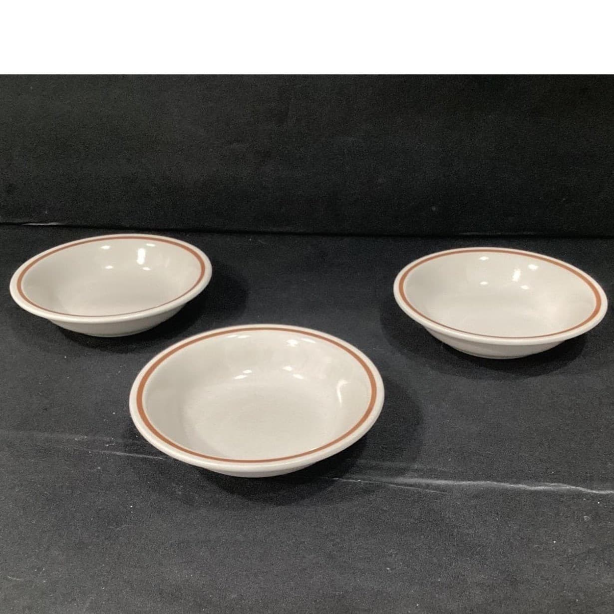Camelot Japan Stoneware Berry Bowls, Set of 3, Vintage Brown Band Dinnerware - Thumbnail 8