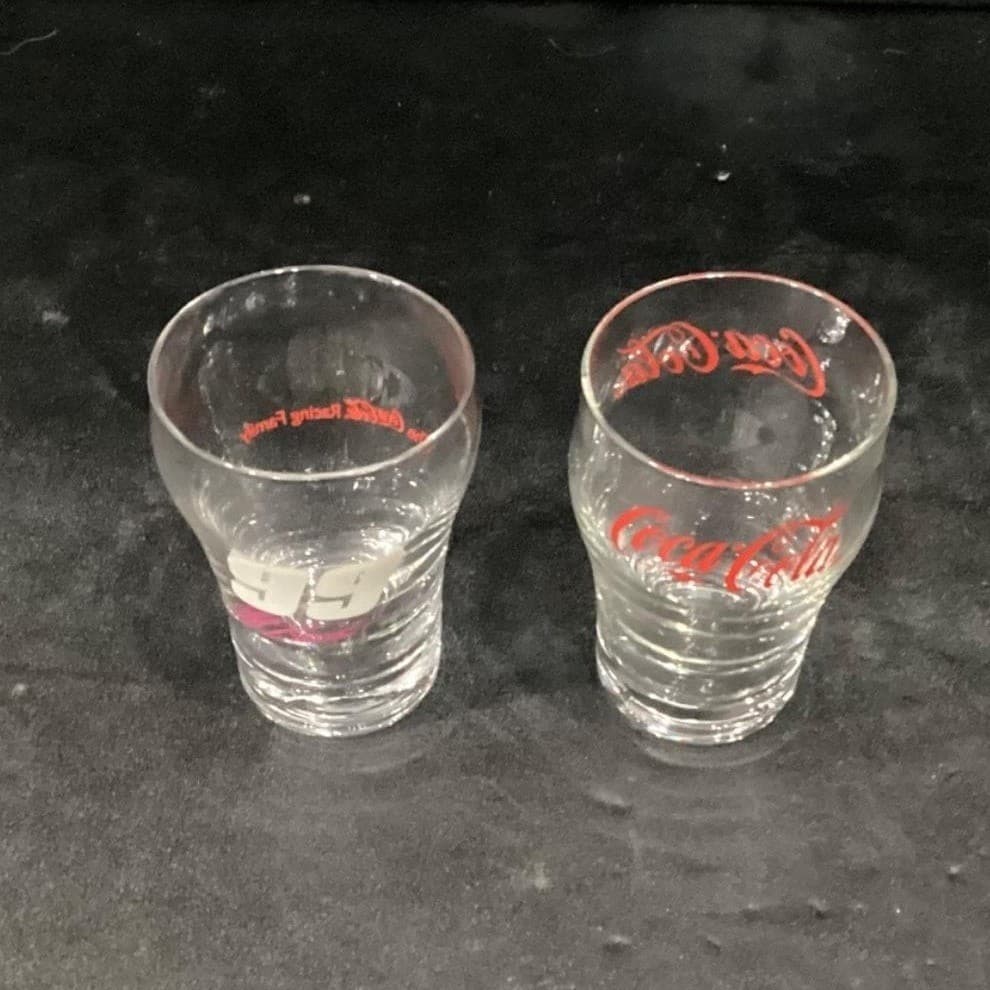 Coca Cola Mini Fountain Glasses, Set of 2, Vintage Logo & #99 Jeff Burton Design - Thumbnail 3