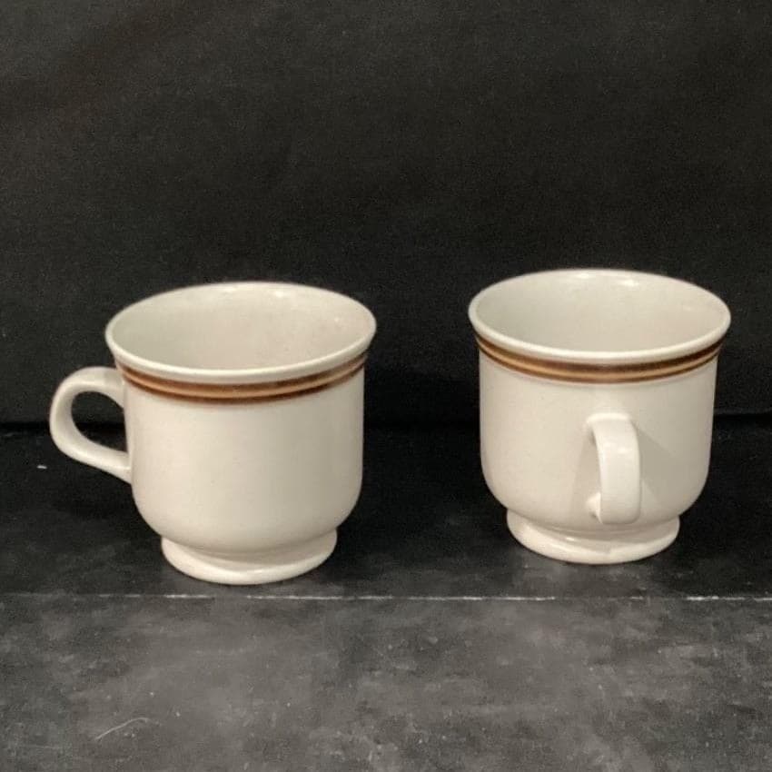 Woodberry Collection Stoneware Coffee Cups, Set of 2 Vintage Brown Stripe Design - Thumbnail 11