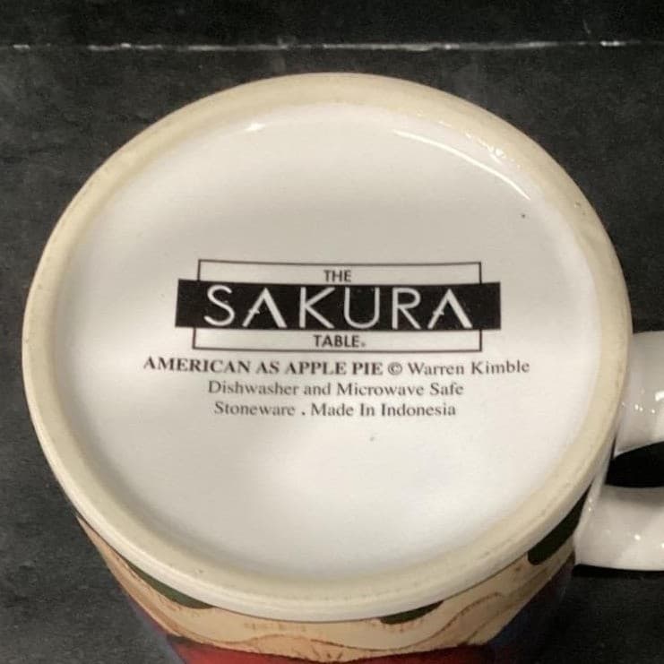 Sakura American as Apple Pie Coffee Cups, Set of 4, Vtg Warren Kimble Stoneware - Thumbnail 8