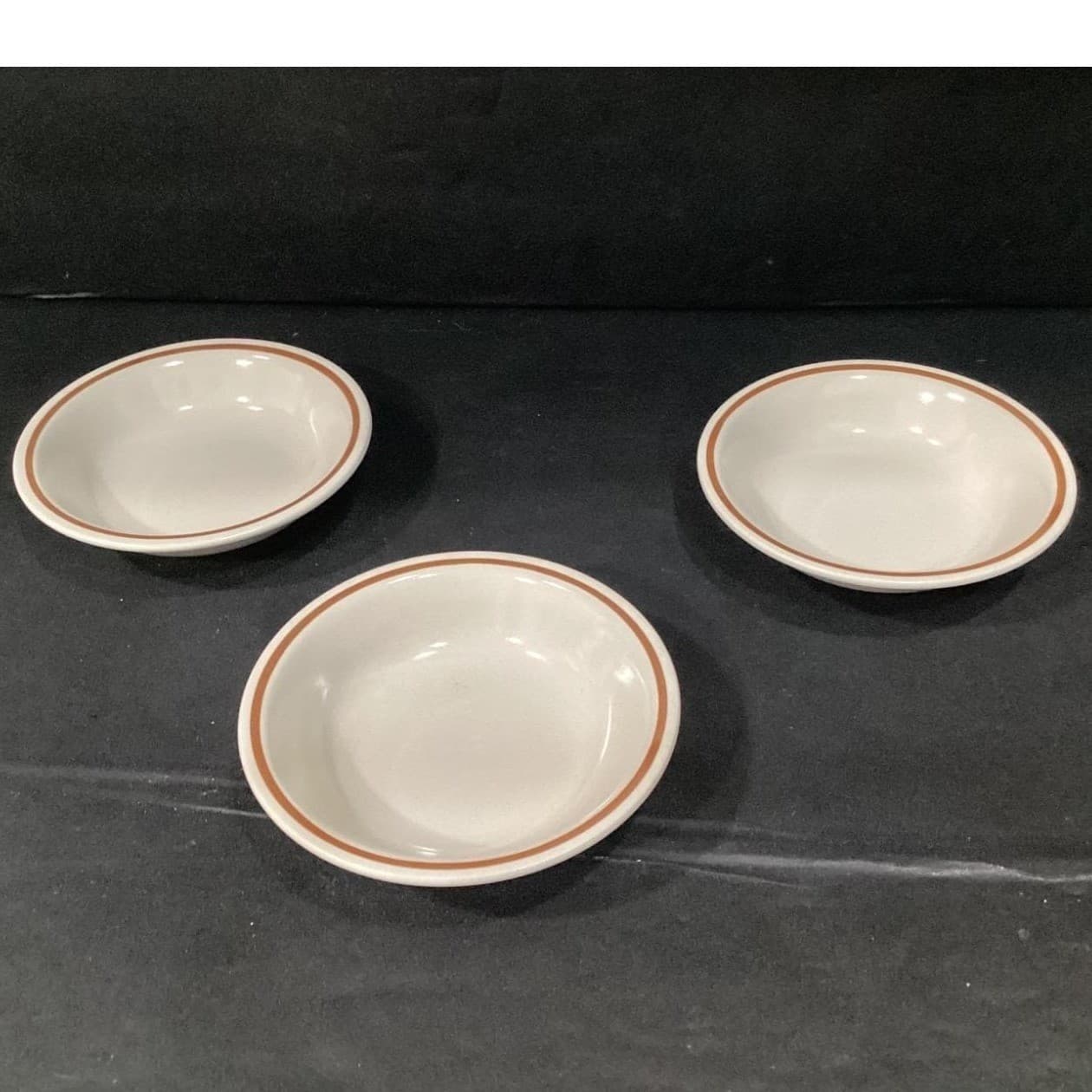Camelot Japan Stoneware Berry Bowls, Set of 3, Vintage Brown Band Dinnerware - Thumbnail 7