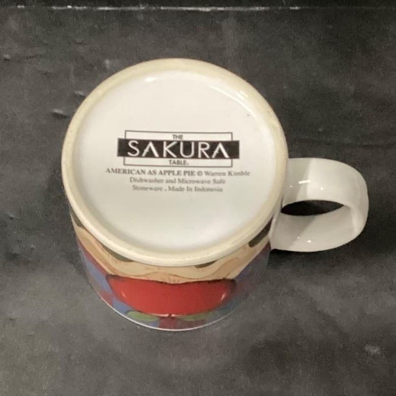 Sakura American as Apple Pie Coffee Cups, Set of 4, Vtg Warren Kimble Stoneware - Thumbnail 7