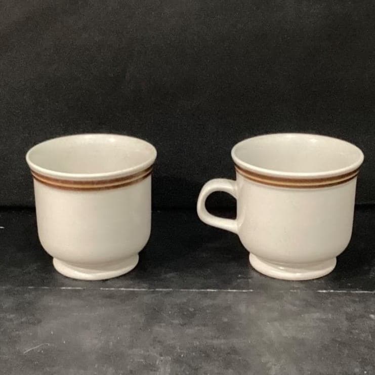 Woodberry Collection Stoneware Coffee Cups, Set of 2 Vintage Brown Stripe Design - Thumbnail 10
