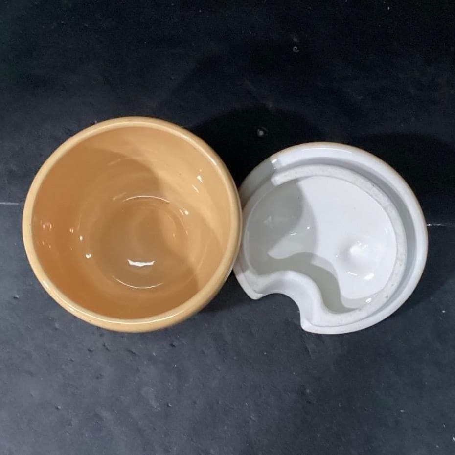 Pottery Barn Sausalito Cream & Lidded Sugar Bowl, Vtg Yellow Ceramic Tableware - Thumbnail 5