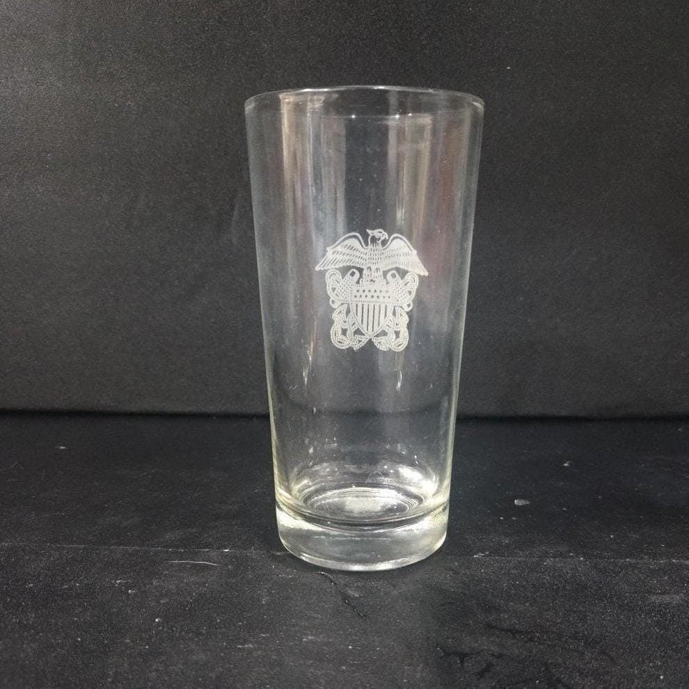 American Eagle Etched Beer Glass, Vintage Freedom Tumbler, Patriotic Barware - Thumbnail 9
