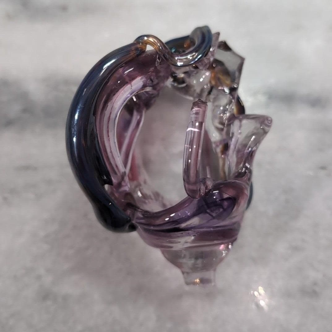 Didier Saba Purple Biot Decanter, Iridescent Blown Vase, Art Glass Collectible - Thumbnail 12