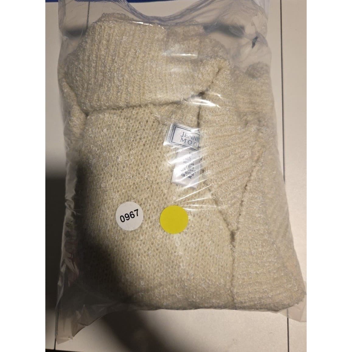 Jennifer Moore Cream Open Front Shawl Collar Knit Cardigan Women's Large Sweater - Thumbnail 8