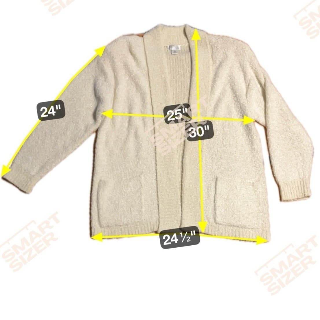 Jennifer Moore Cream Open Front Shawl Collar Knit Cardigan Women's Large Sweater - Thumbnail 2