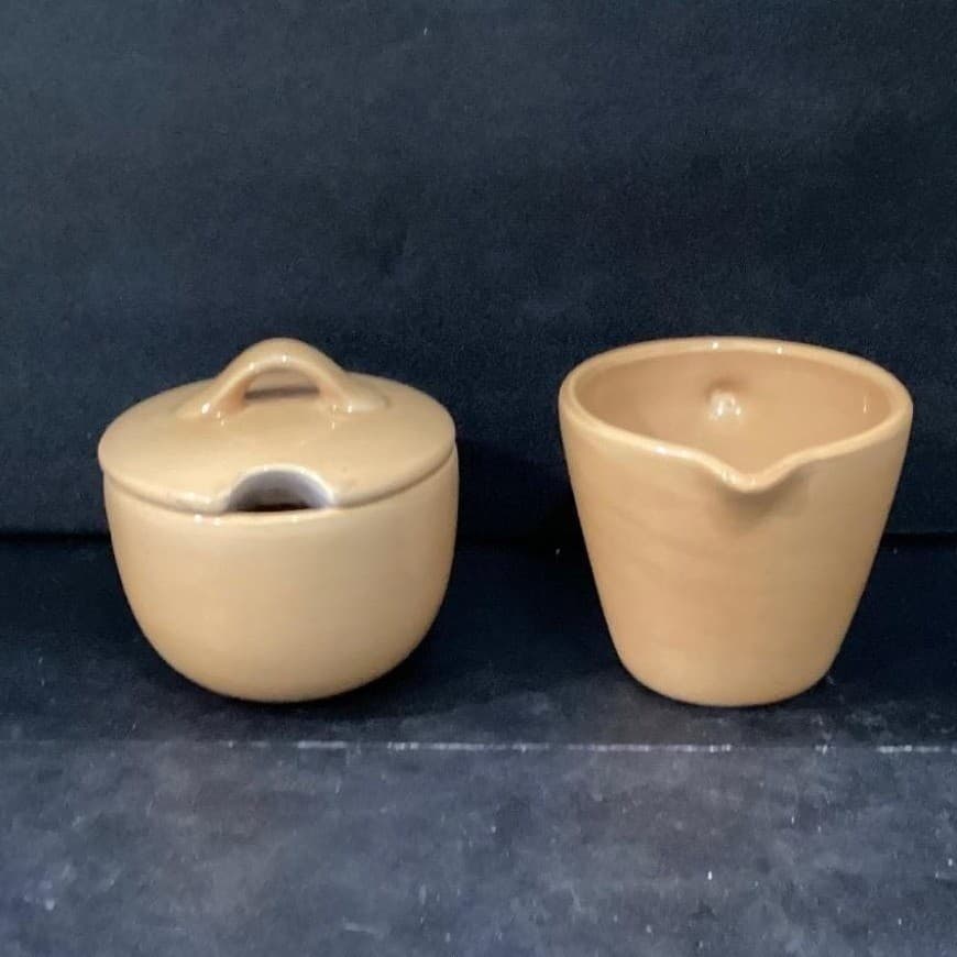 Pottery Barn Sausalito Cream & Lidded Sugar Bowl, Vtg Yellow Ceramic Tableware - Thumbnail 11
