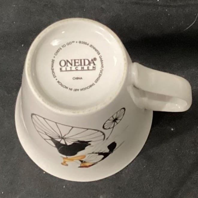 Oneida Chefs to Go Coffee Cups, Set of 4, Vintage Jennifer Garant Design - Thumbnail 5