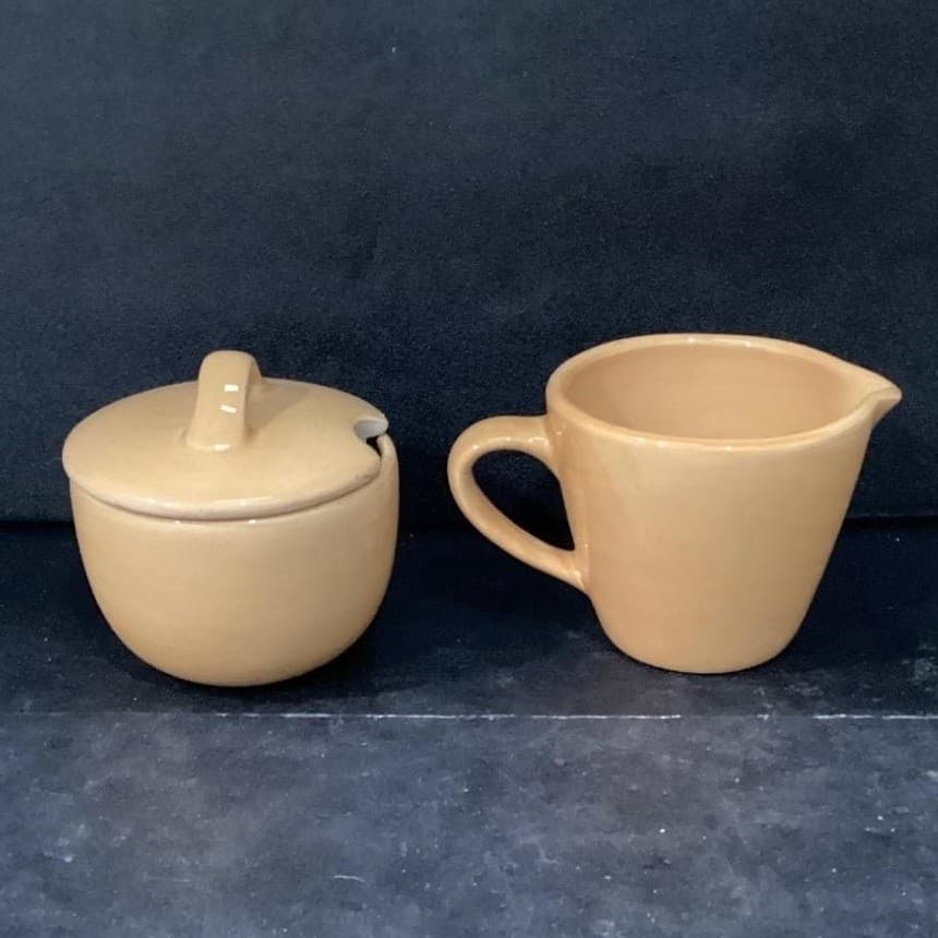 Pottery Barn Sausalito Cream & Lidded Sugar Bowl, Vtg Yellow Ceramic Tableware - Thumbnail 12