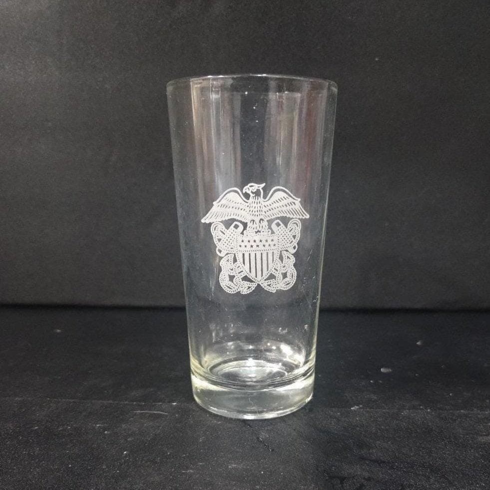 American Eagle Etched Beer Glass, Vintage Freedom Tumbler, Patriotic Barware - Thumbnail 7