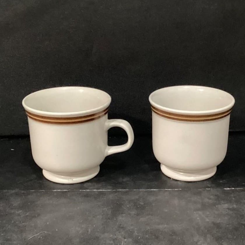 Woodberry Collection Stoneware Coffee Cups, Set of 2 Vintage Brown Stripe Design - Thumbnail 9