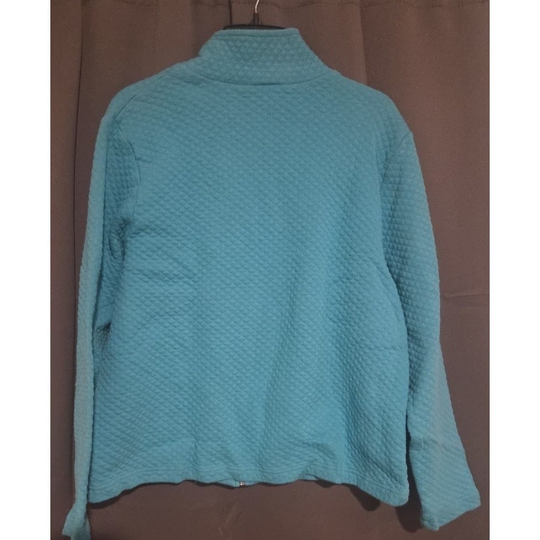 Rafaella Teal Blue Diamond Quilted Quarter Zip Pullover, Women's XL Sweater - Thumbnail 4