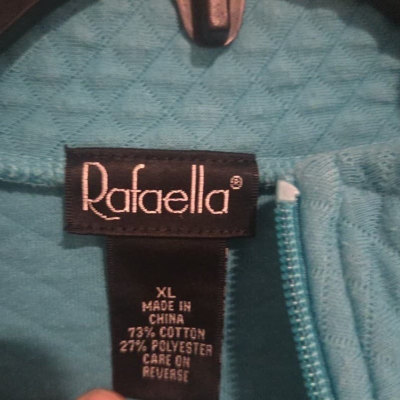 Rafaella Teal Blue Diamond Quilted Quarter Zip Pullover, Women's XL Sweater - Thumbnail 5