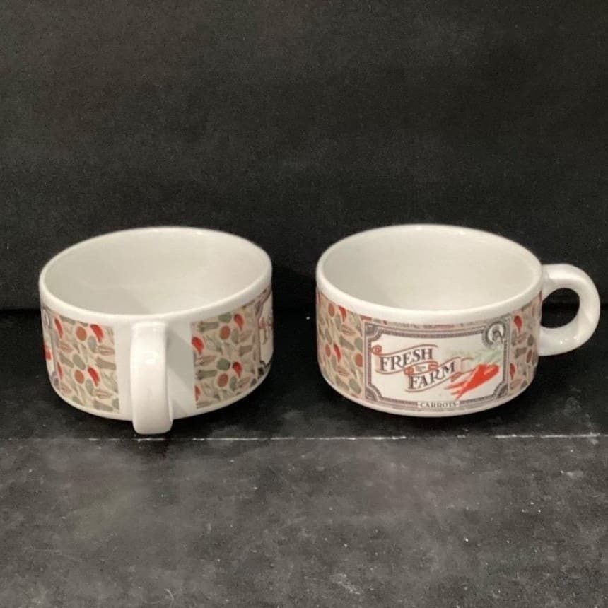Houston Foods Fresh From the Farm Soup Cups, Set of 2, Vintage Vegetable Design - Thumbnail 8