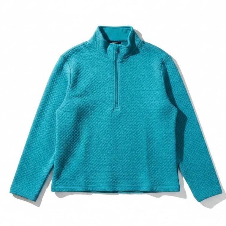 Rafaella Teal Blue Diamond Quilted Quarter Zip Pullover, Women's XL Sweater