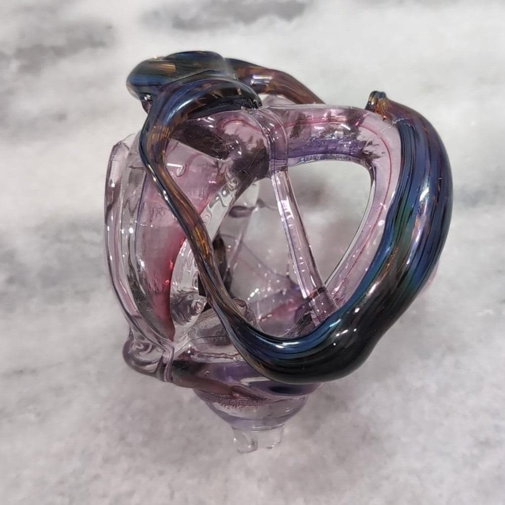 Didier Saba Purple Biot Decanter, Iridescent Blown Vase, Art Glass Collectible - Thumbnail 13