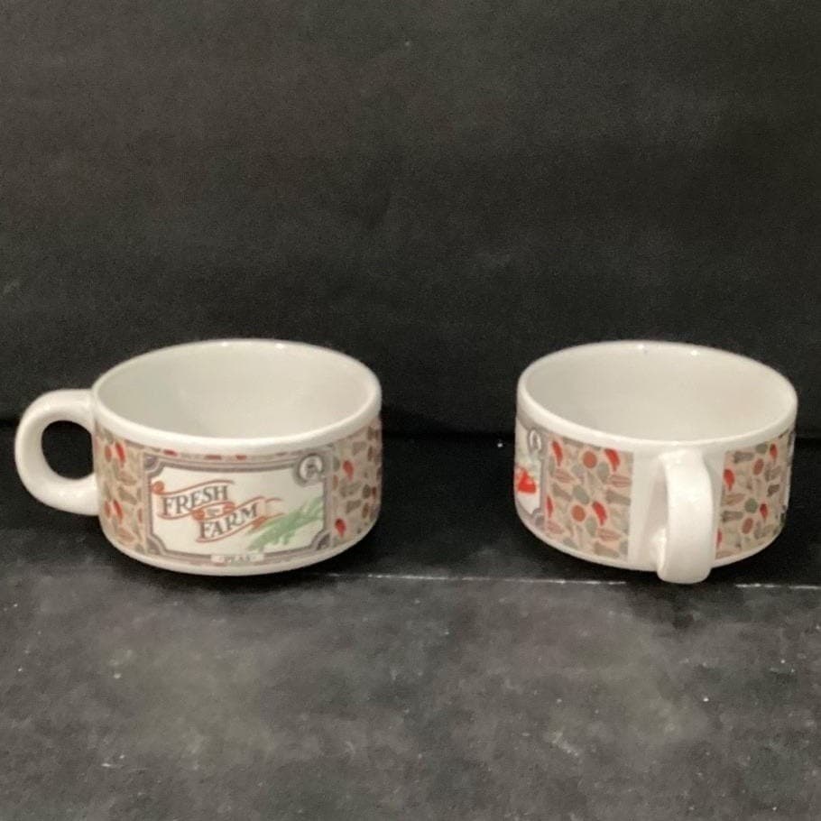 Houston Foods Fresh From the Farm Soup Cups, Set of 2, Vintage Vegetable Design - Thumbnail 11