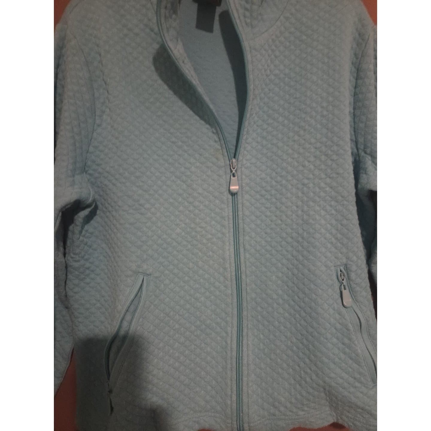 Rafaella Teal Blue Diamond Quilted Quarter Zip Pullover, Women's XL Sweater - Thumbnail 7