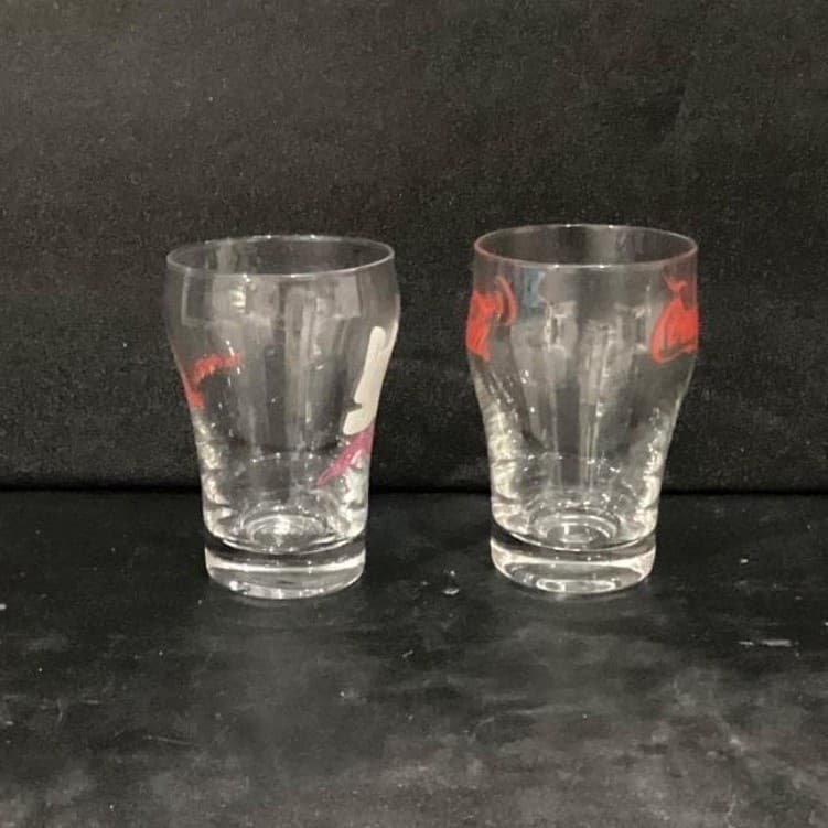 Coca Cola Mini Fountain Glasses, Set of 2, Vintage Logo & #99 Jeff Burton Design - Thumbnail 5