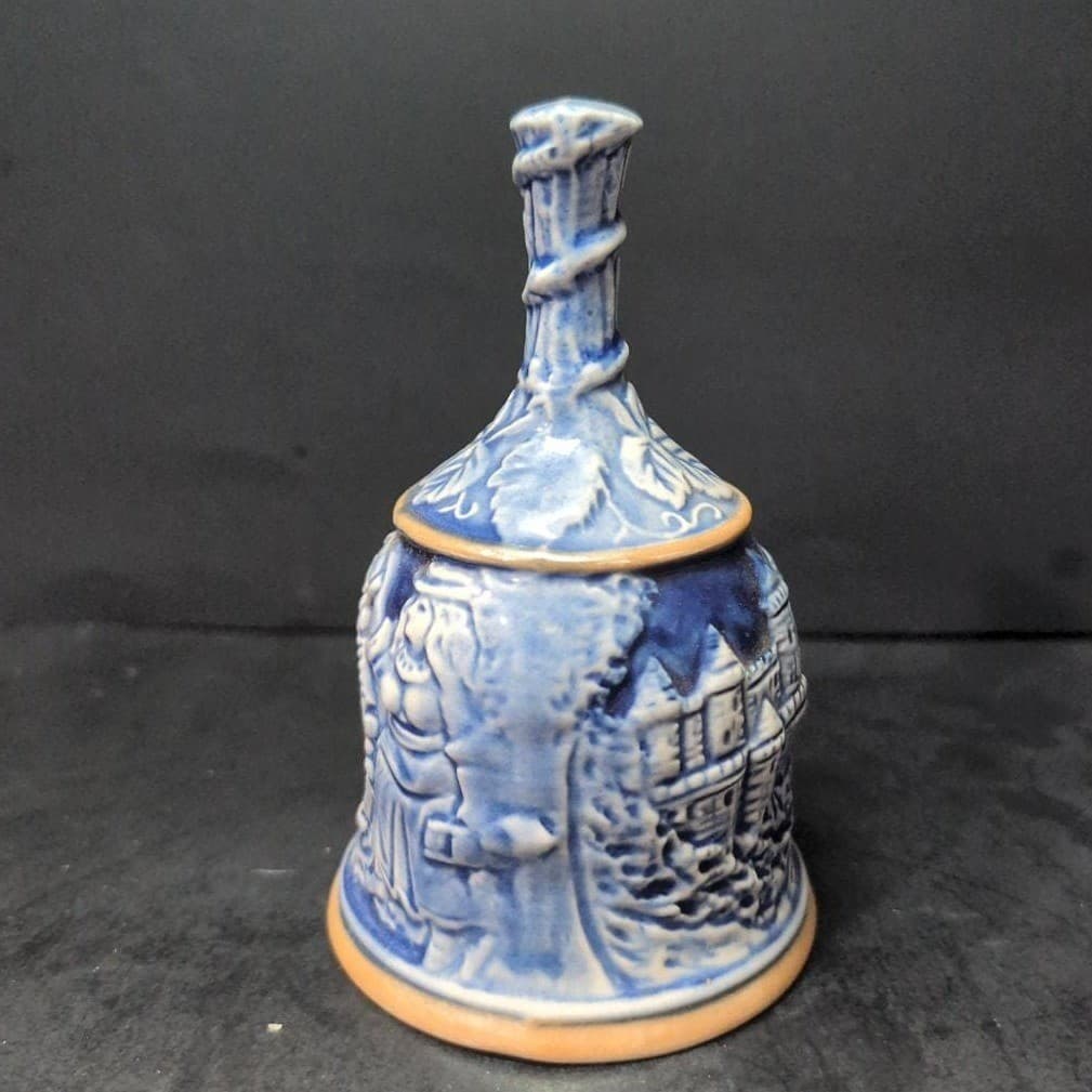 Las Vegas Raised Relief Ceramic Bell, Vintage Blue & White Souvenir, Collectible - Thumbnail 3
