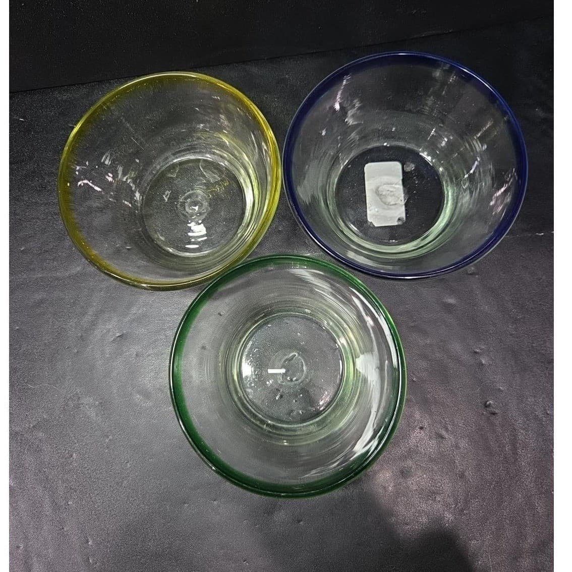 Mexican Hand Blown Berry Bowls, Set of 3, Recycled Artisan Glass, Yellow Green - Thumbnail 8